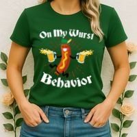 Funny Oktoberfest On My Wurst Behavior Women's T-Shirt thumb 2