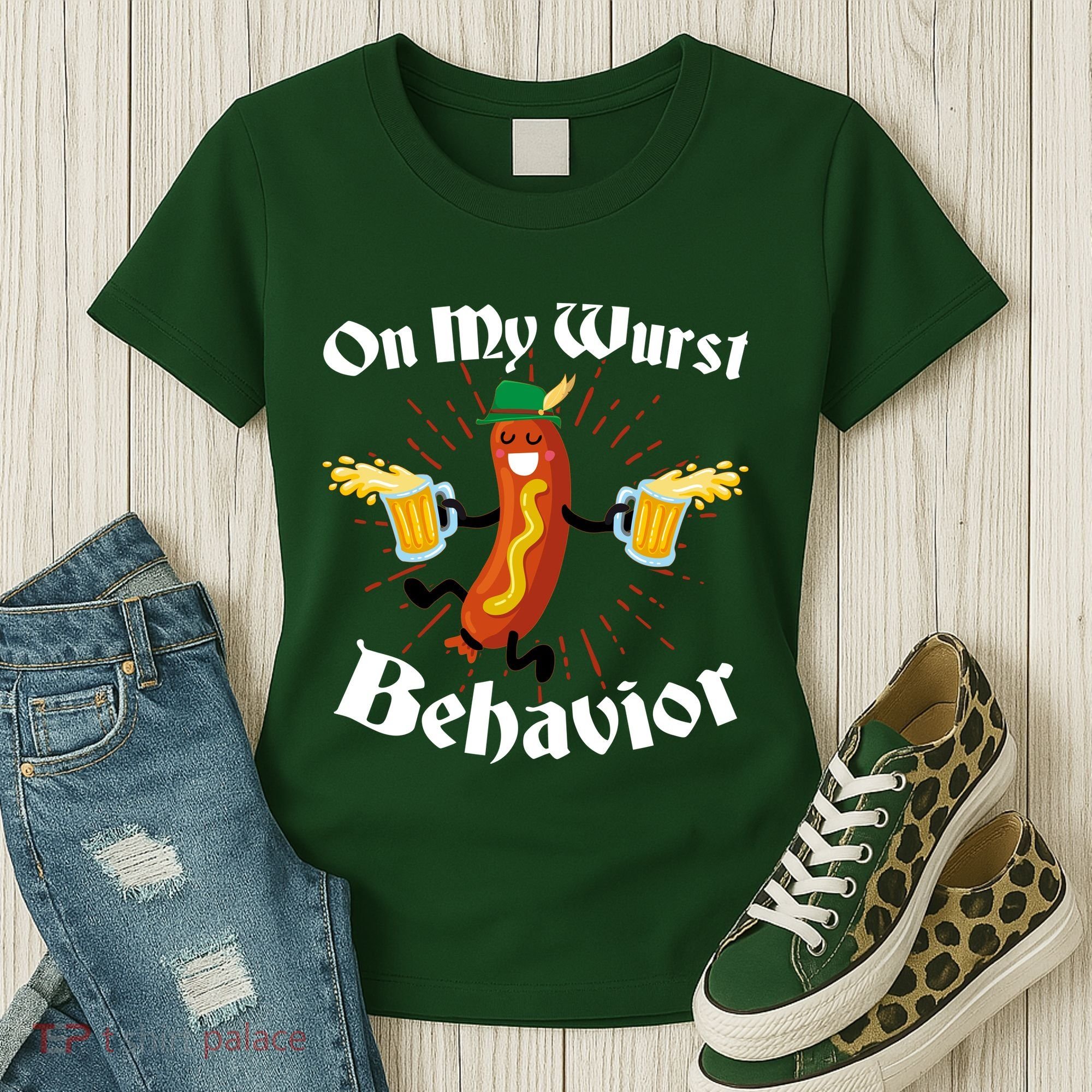 Funny Oktoberfest On My Wurst Behavior Women's T-Shirt