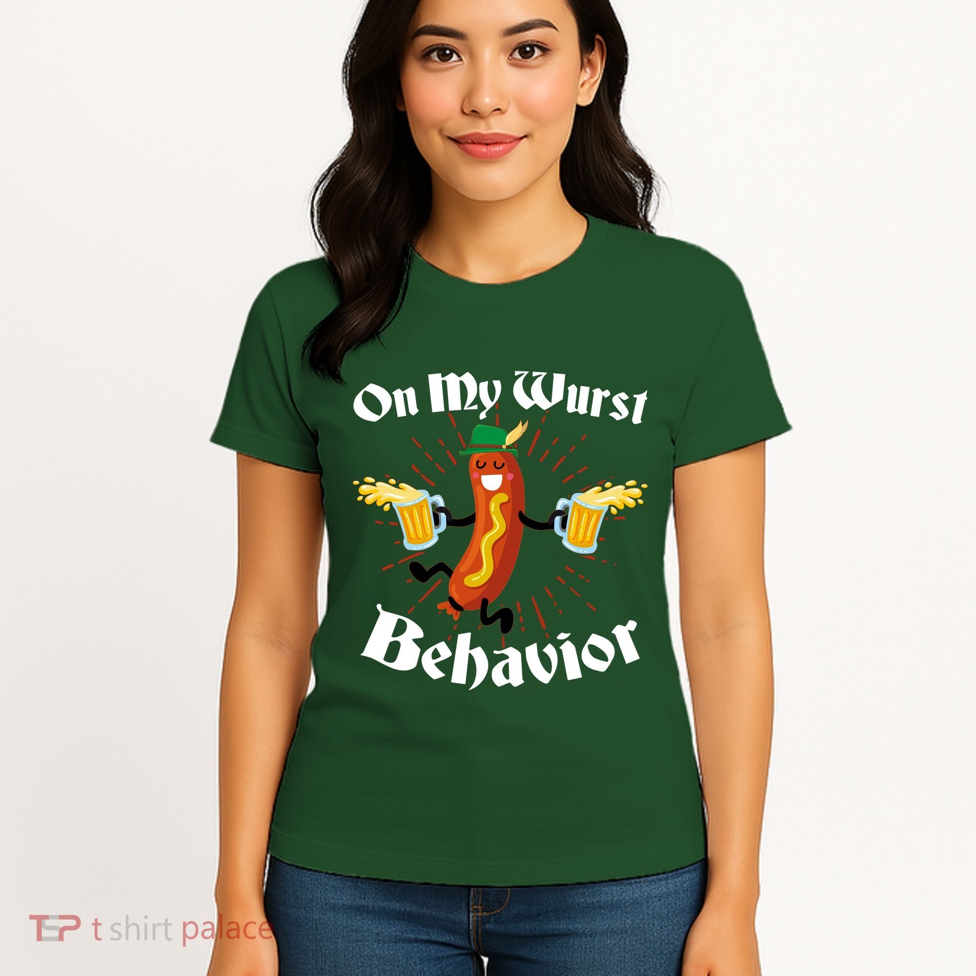 Funny Oktoberfest On My Wurst Behavior Women's T-Shirt
