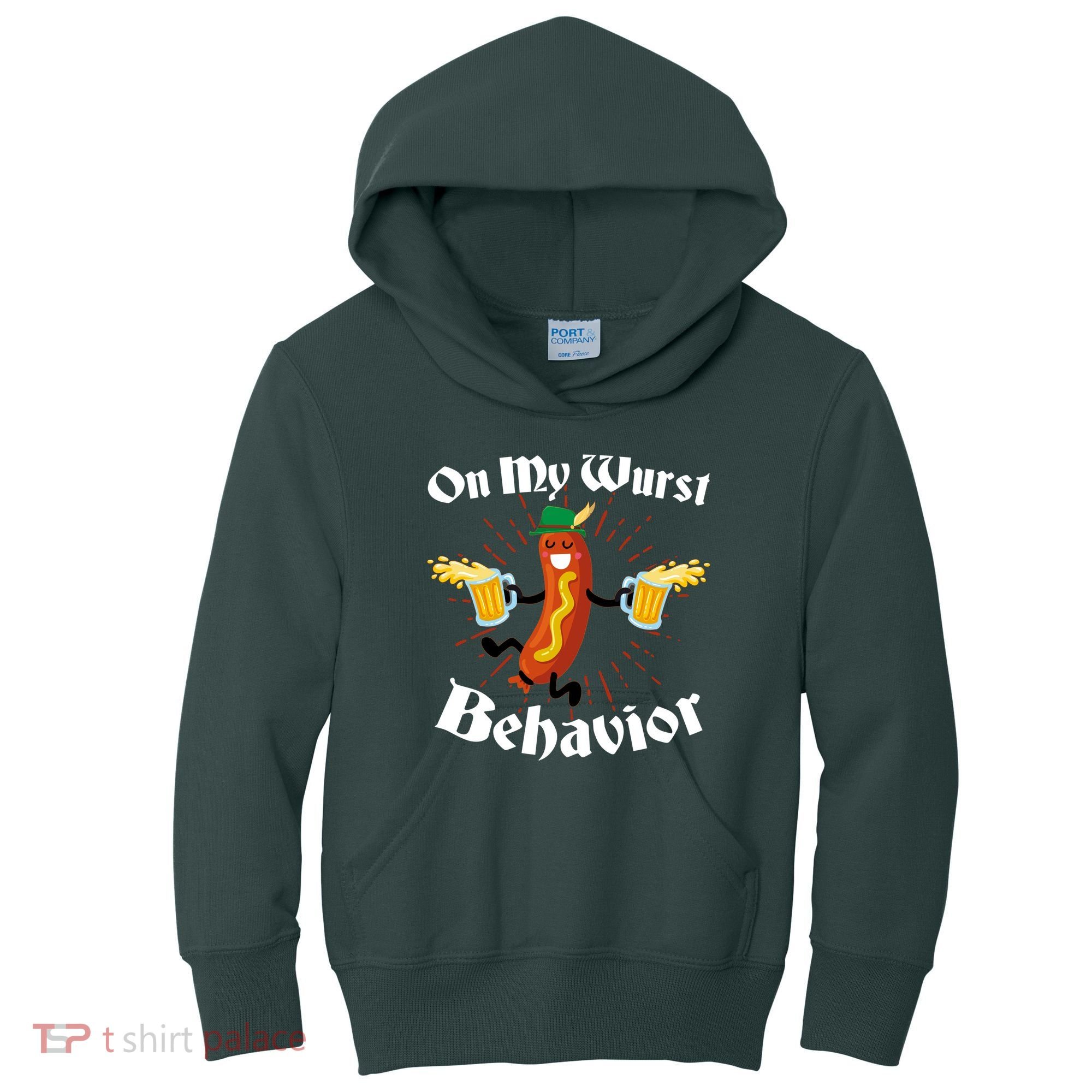 Funny Oktoberfest On My Wurst Behavior Kids Hoodie