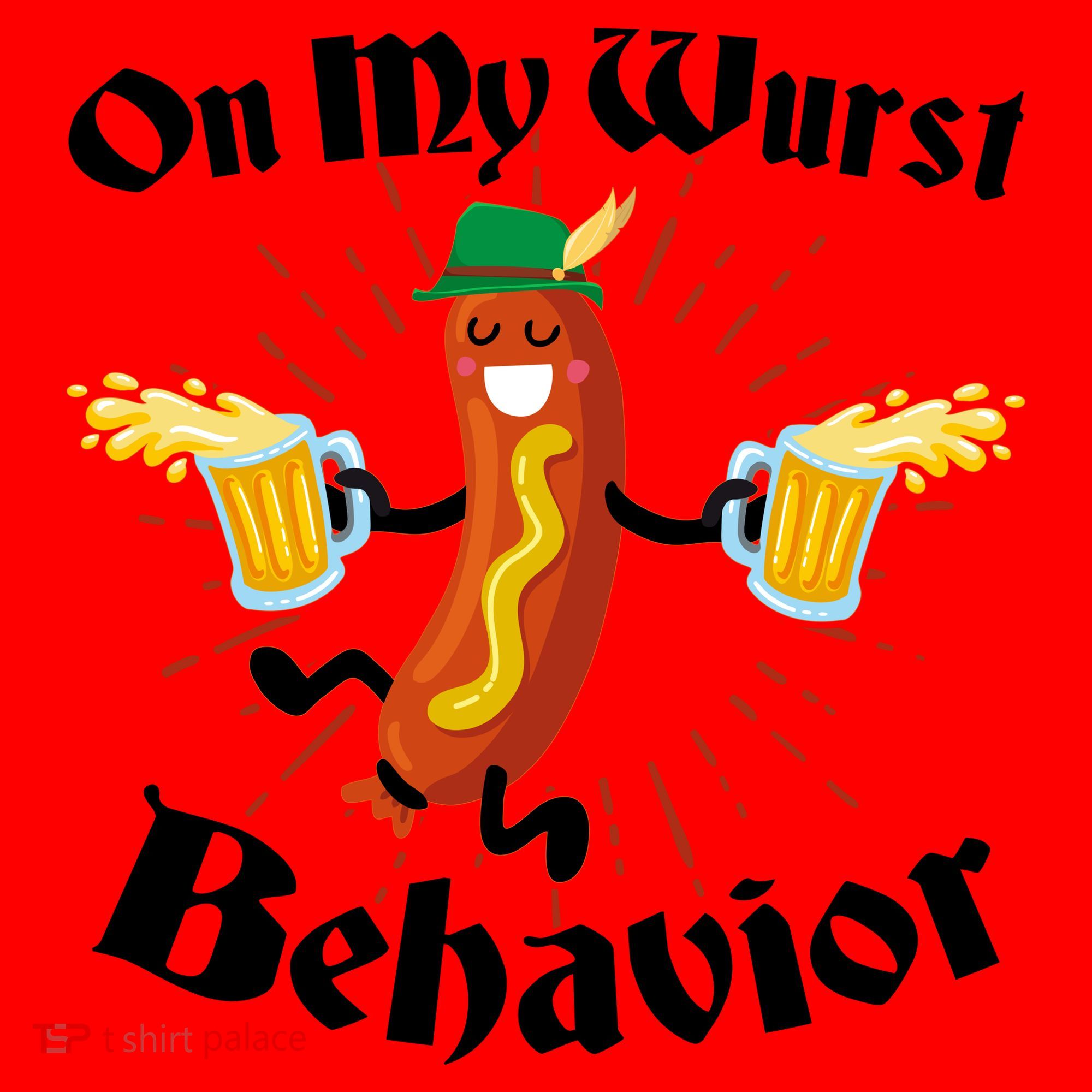 Funny Oktoberfest On My Wurst Behavior Santa Hat