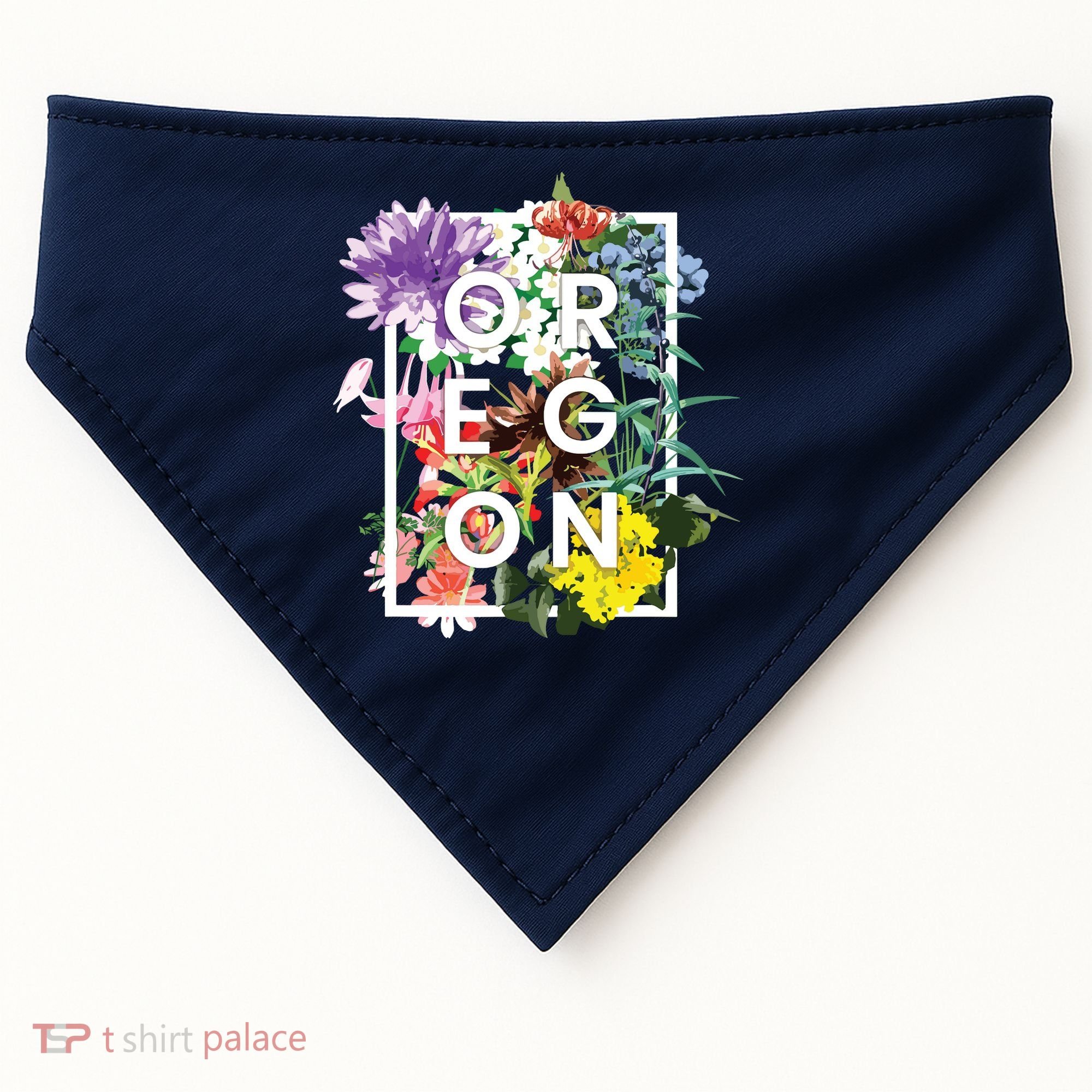 Flowers Of Oregon Word Art Oregonian Pride USA-Made Doggie Bandana