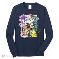 Flowers Of Oregon Word Art Oregonian Pride Long Sleeve Shirt thumb 0