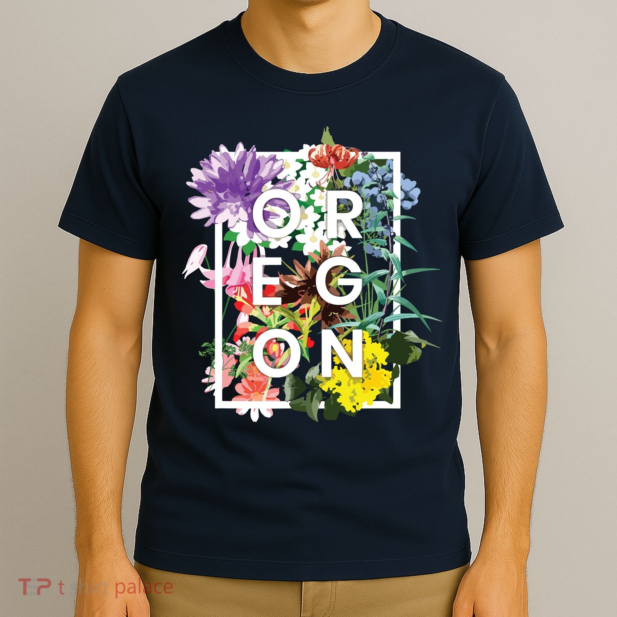 Flowers Of Oregon Word Art Oregonian Pride T-Shirt