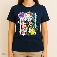 Flowers Of Oregon Word Art Oregonian Pride T-Shirt thumb 4