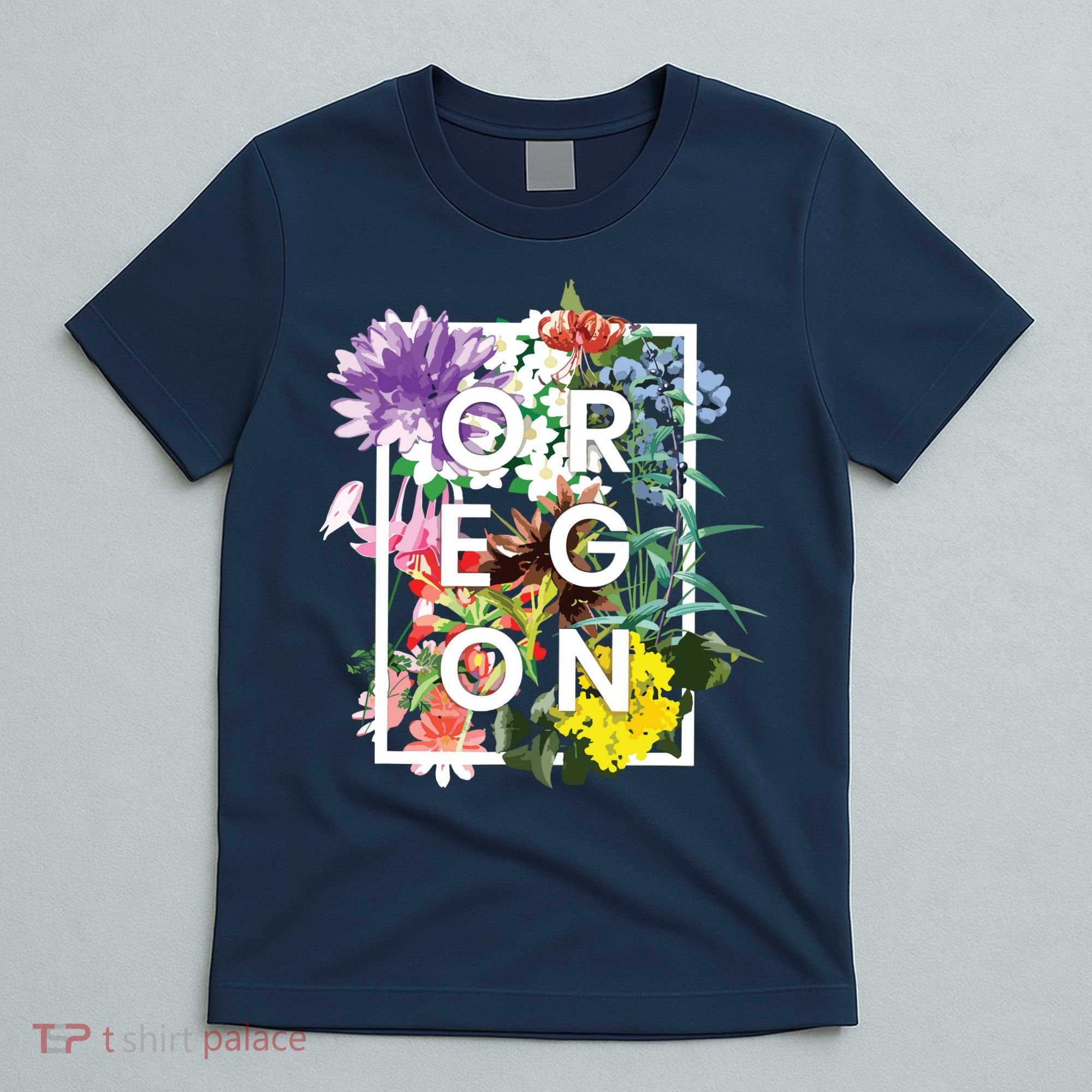 Flowers Of Oregon Word Art Oregonian Pride T-Shirt