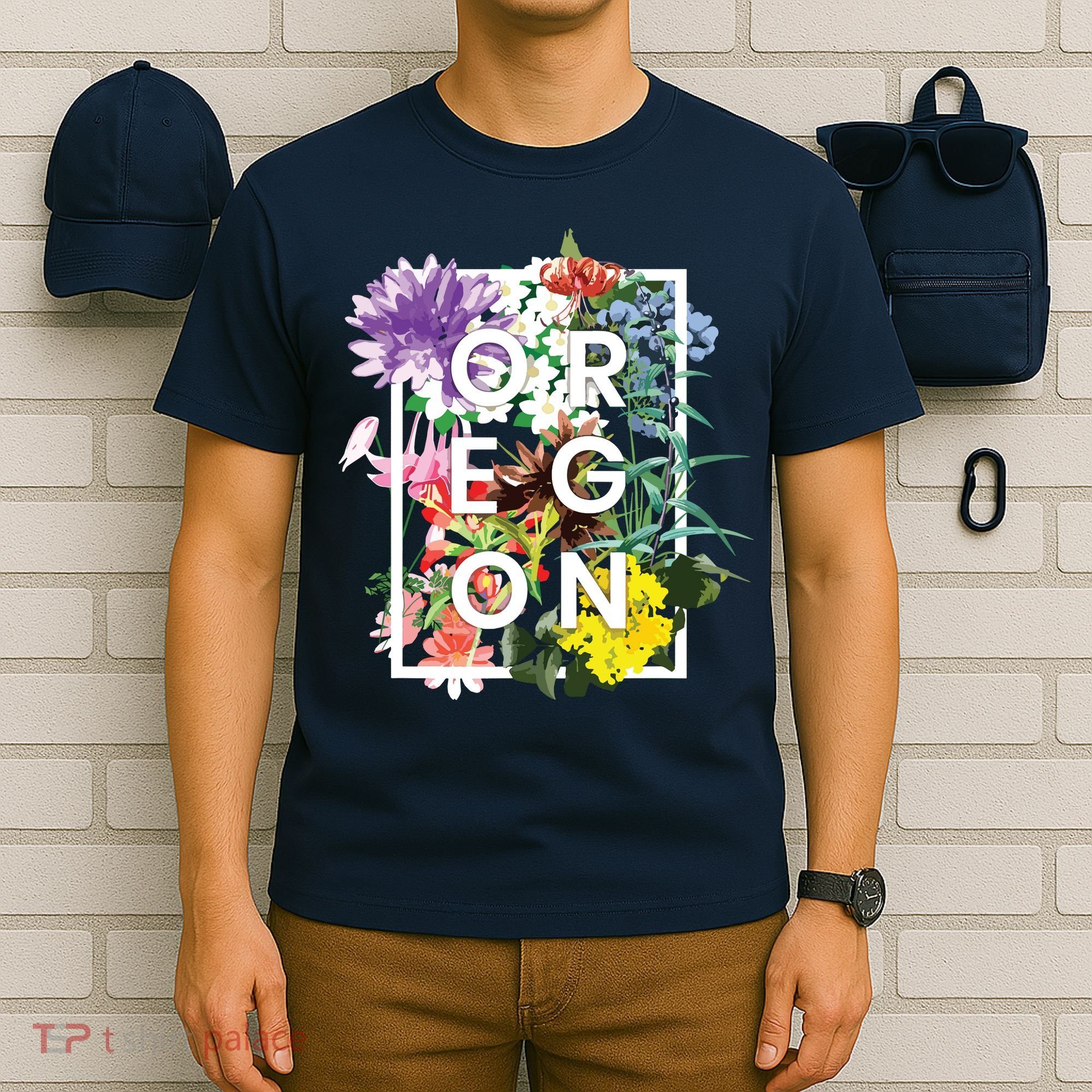 Flowers Of Oregon Word Art Oregonian Pride T-Shirt