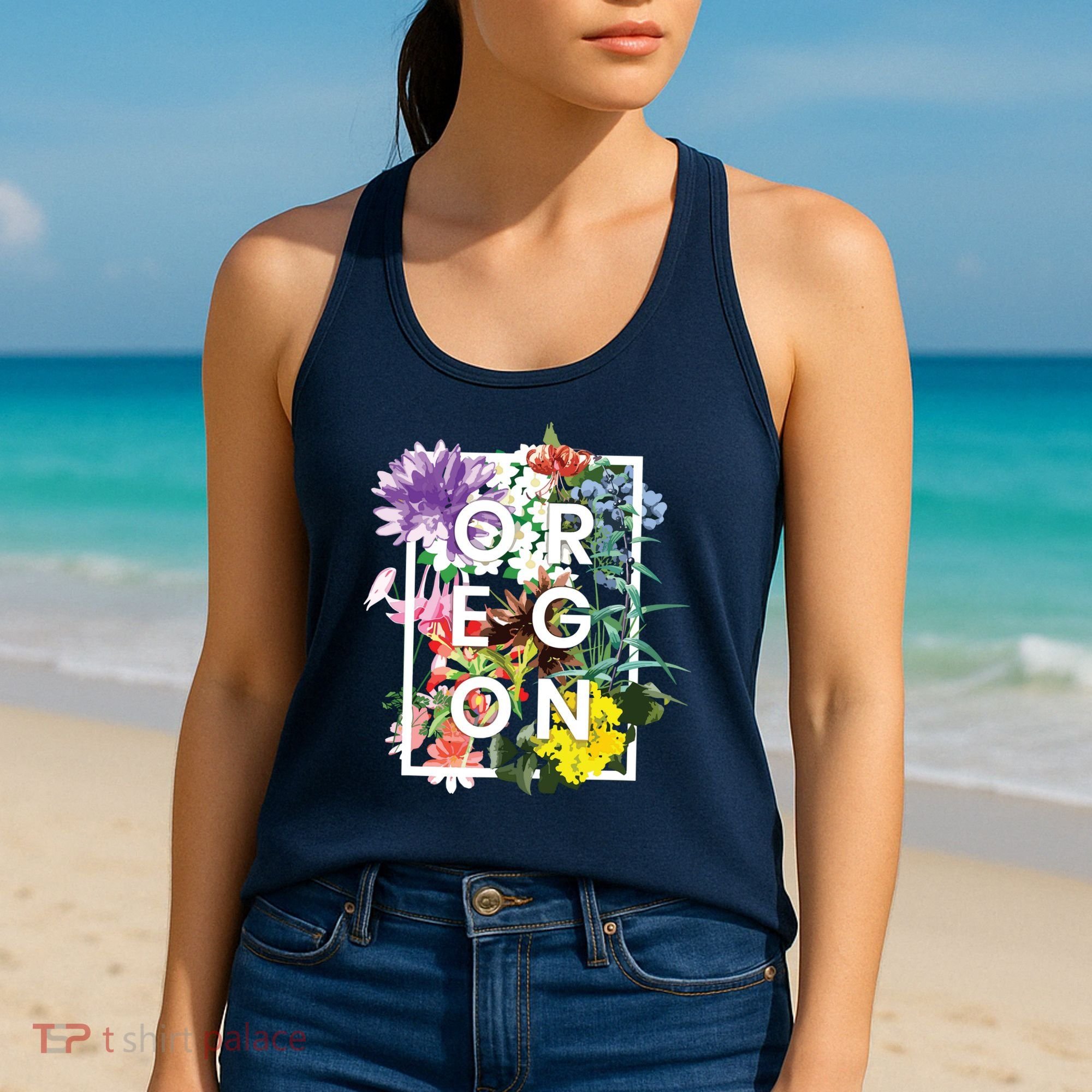 Flowers Of Oregon Word Art Oregonian Pride Women's Tank Top