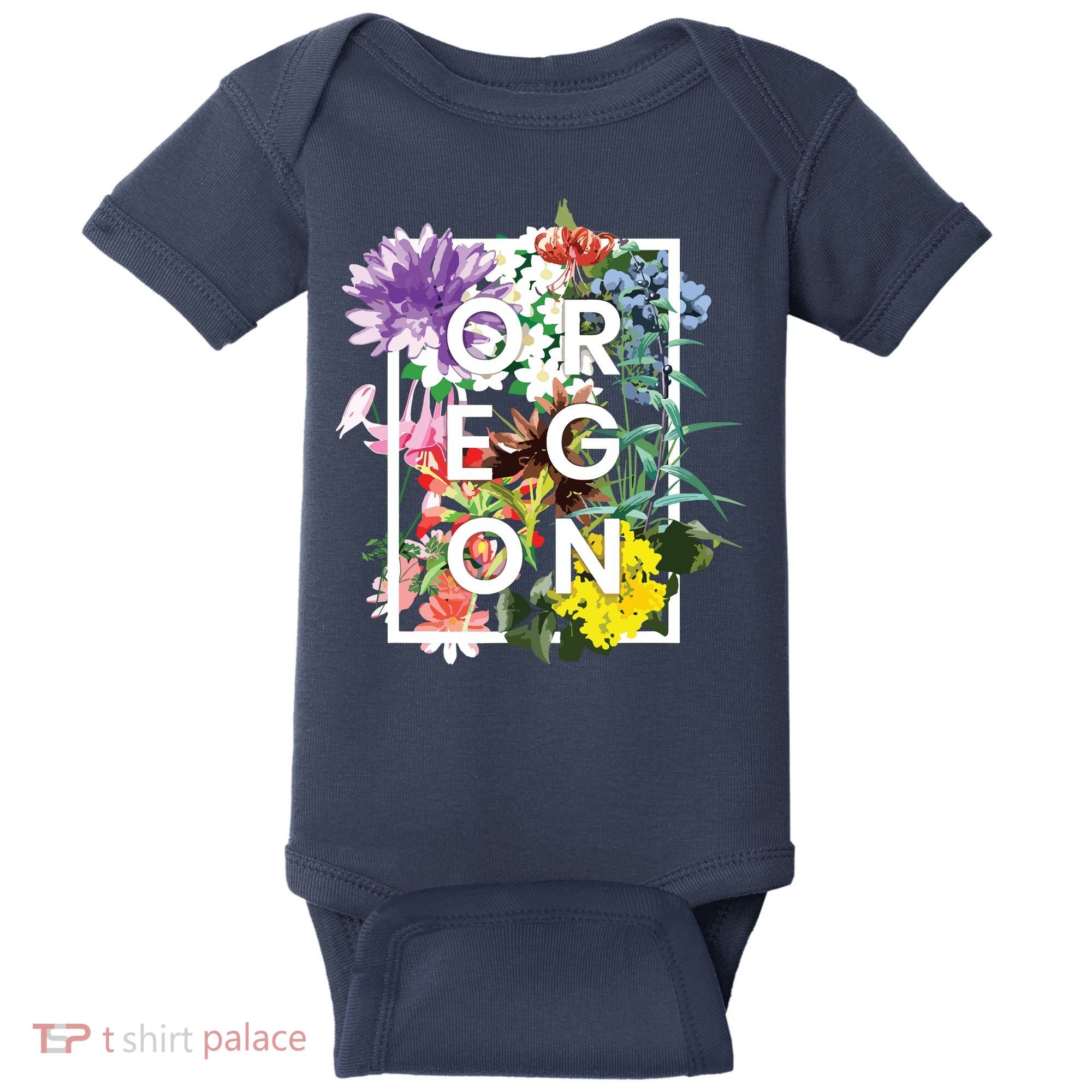 Flowers Of Oregon Word Art Oregonian Pride Baby Bodysuit