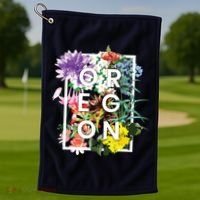 Flowers Of Oregon Word Art Oregonian Pride Golf Towel thumb 1