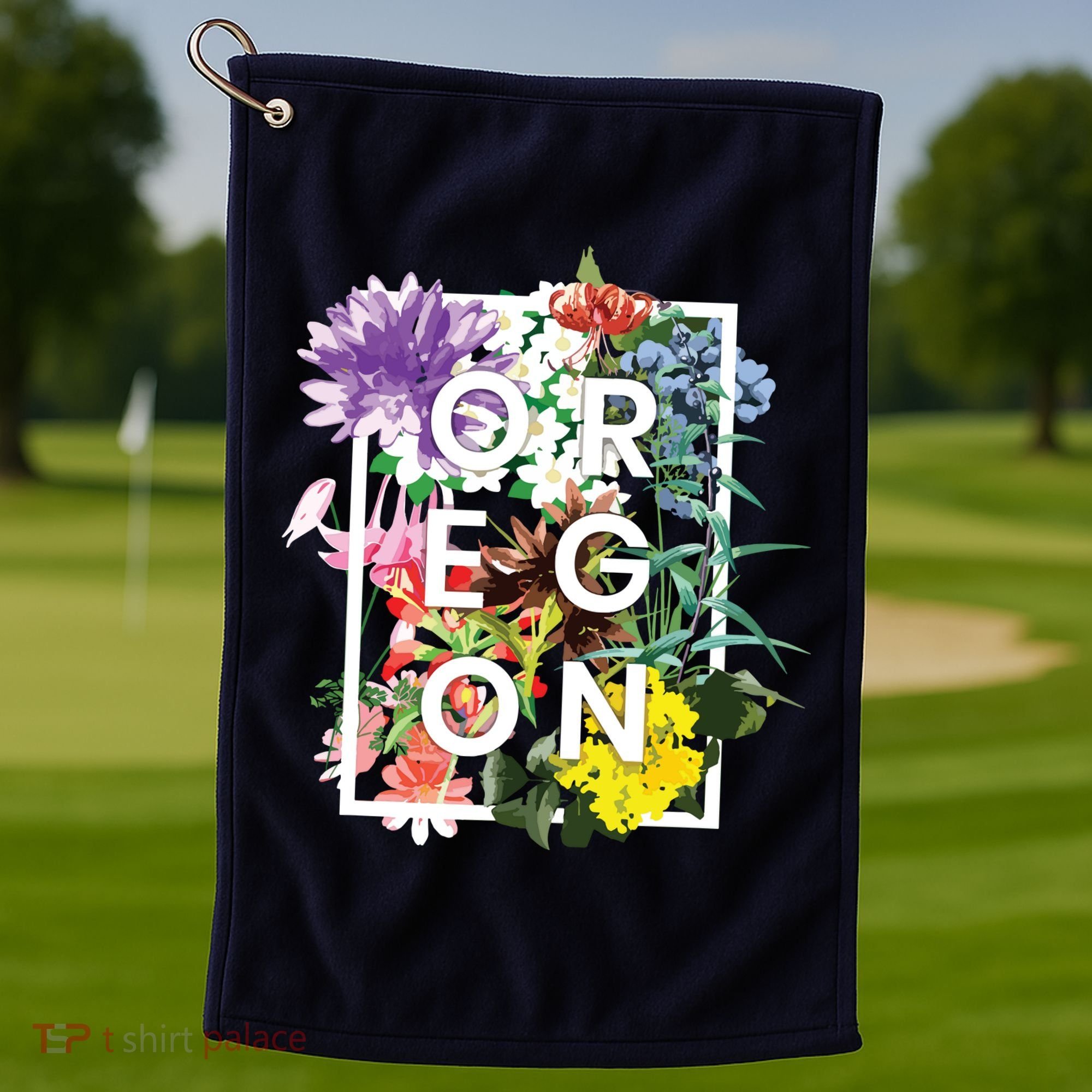 Flowers Of Oregon Word Art Oregonian Pride Golf Towel