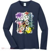 Flowers Of Oregon Word Art Oregonian Pride Women's Long Sleeve Shirt thumb 0
