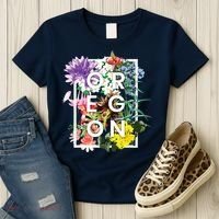 Flowers Of Oregon Word Art Oregonian Pride Women's T-Shirt thumb 3