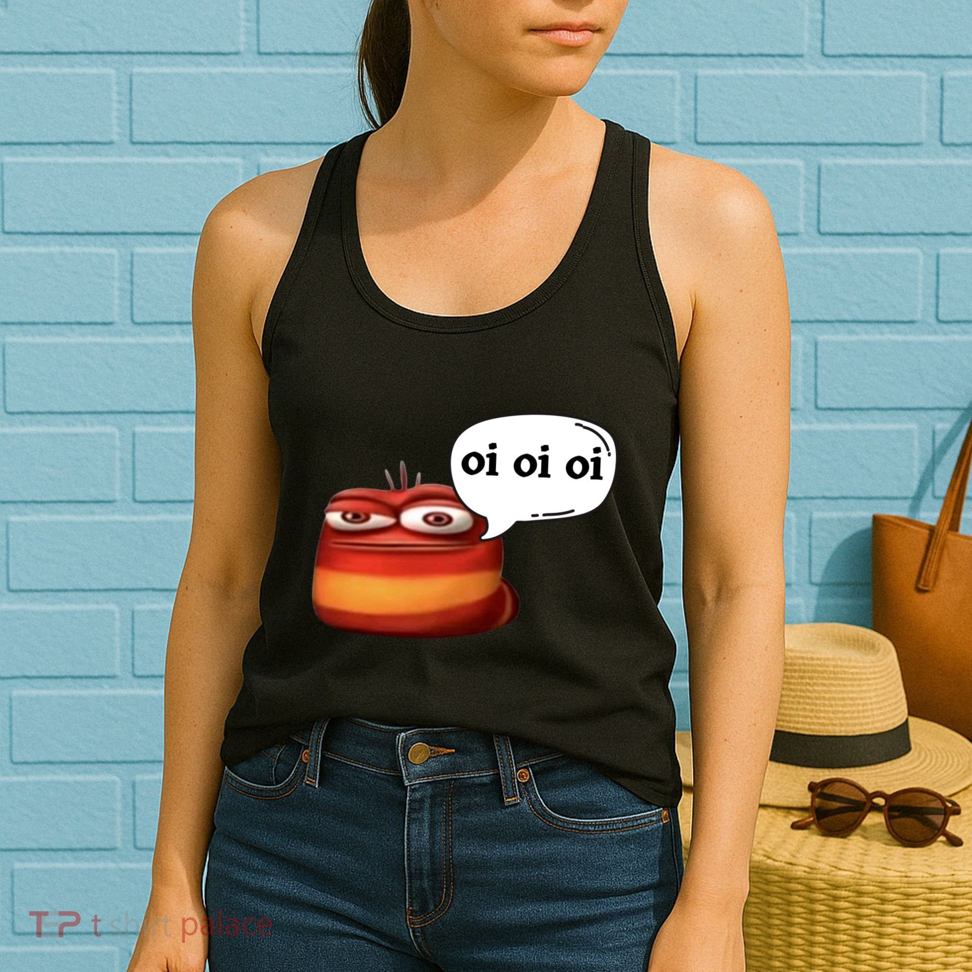 Funny Oi Oi Oi Red Worm Sarcastic Meme Women's Tank Top