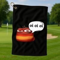 Funny Oi Oi Oi Red Worm Sarcastic Meme Golf Towel thumb 1