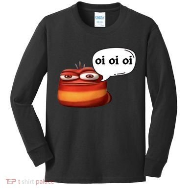 Funny Oi Oi Oi Red Worm Sarcastic Meme Kids Long Sleeve Shirt