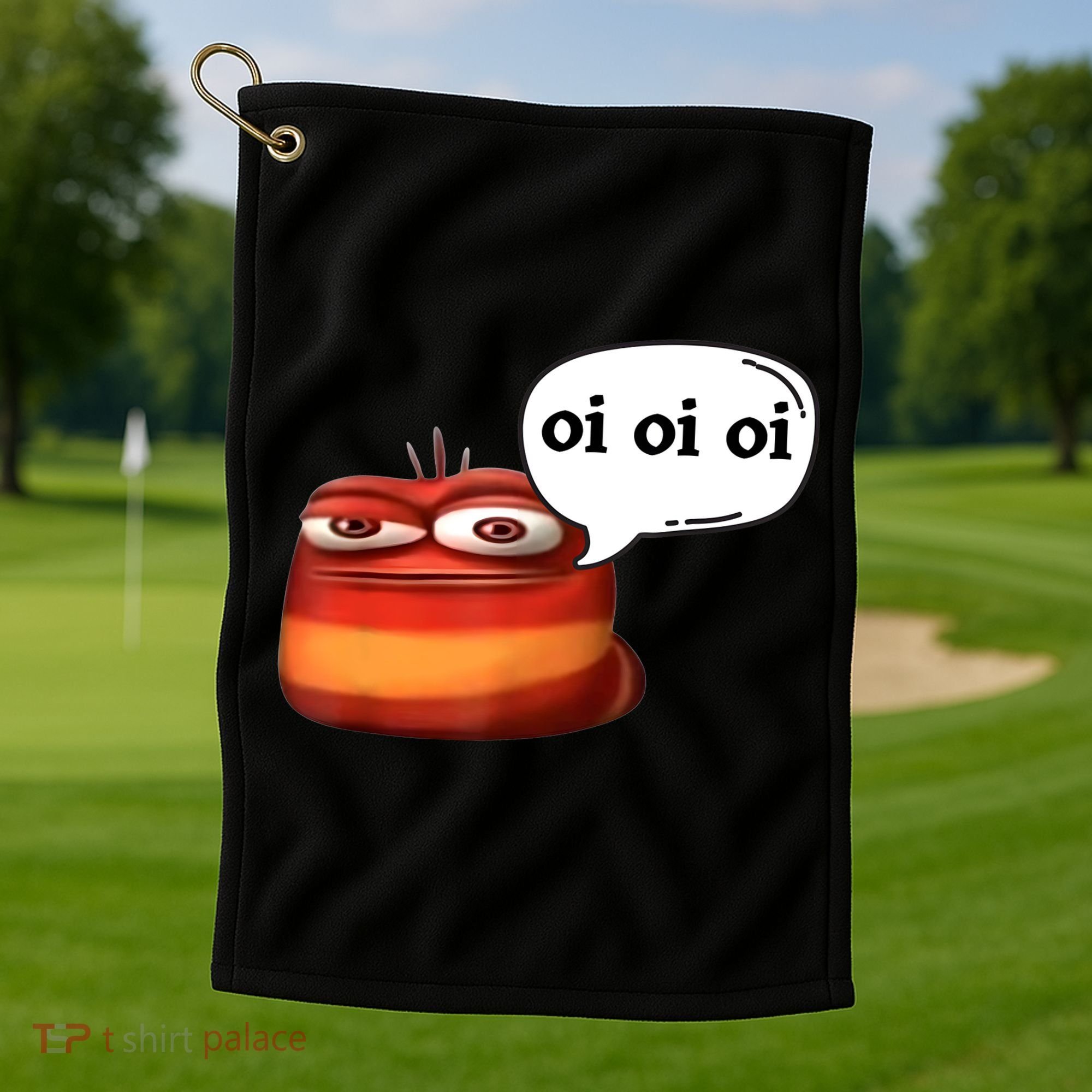 Funny Oi Oi Oi Red Worm Sarcastic Meme Golf Towel