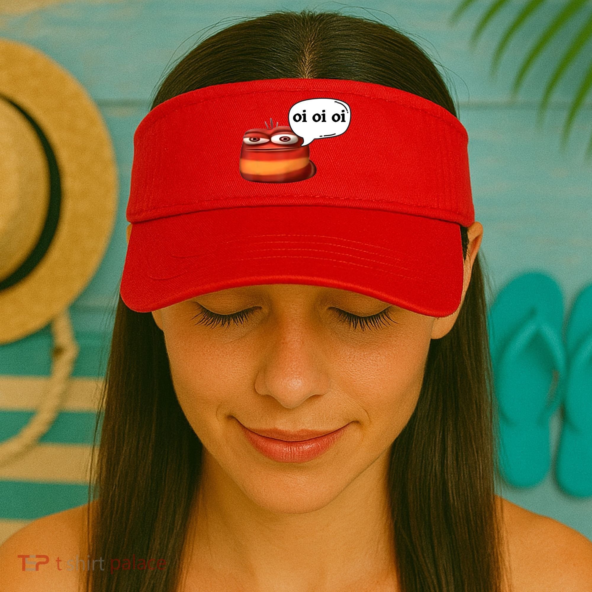 Funny Oi Oi Oi Red Worm Sarcastic Meme Visor