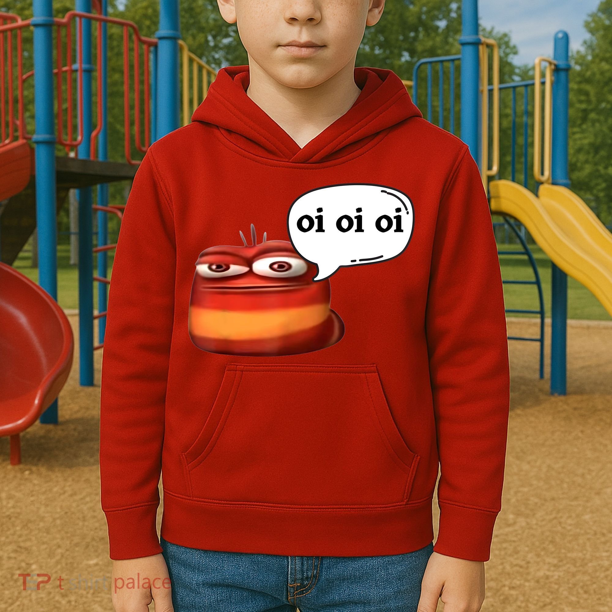 Funny Oi Oi Oi Red Worm Sarcastic Meme Kids Hoodie