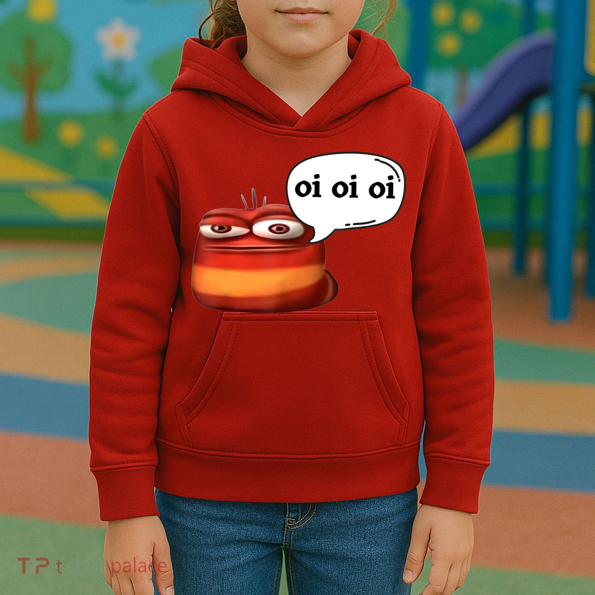 Funny Oi Oi Oi Red Worm Sarcastic Meme Kids Hoodie