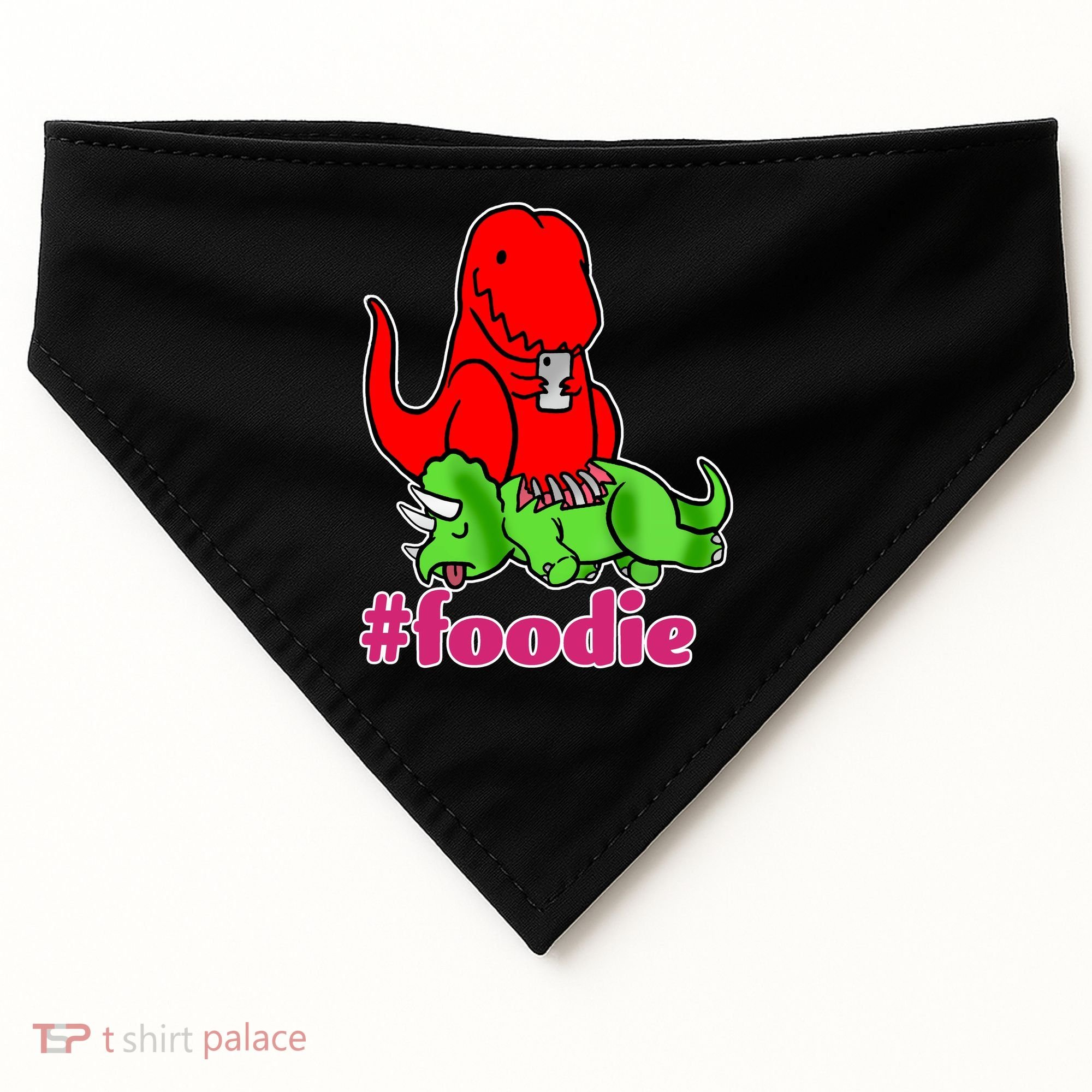 Foodie T-rex Food Selfie USA-Made Doggie Bandana