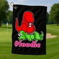 Foodie T-rex Food Selfie Golf Towel thumb 1