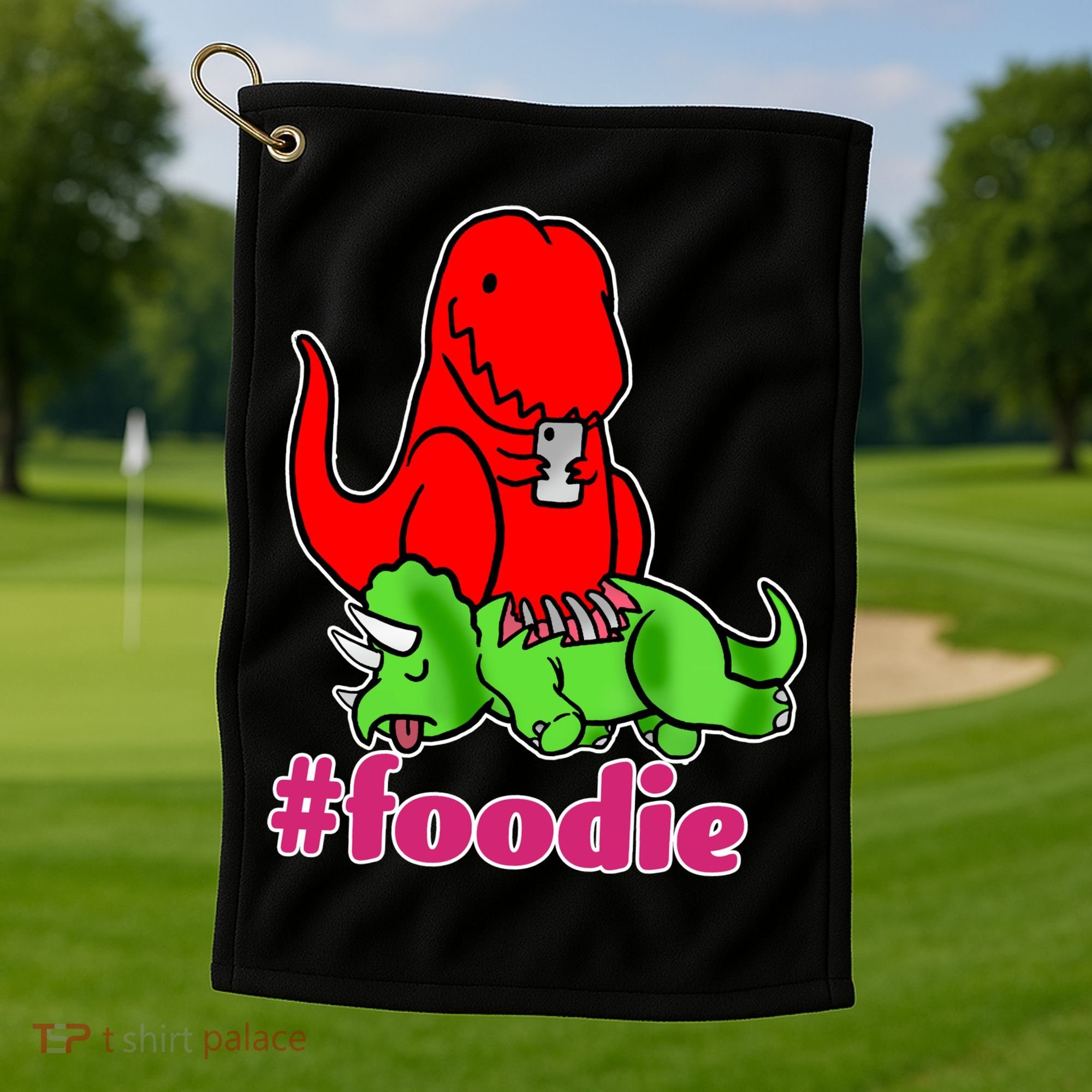 Foodie T-rex Food Selfie Golf Towel