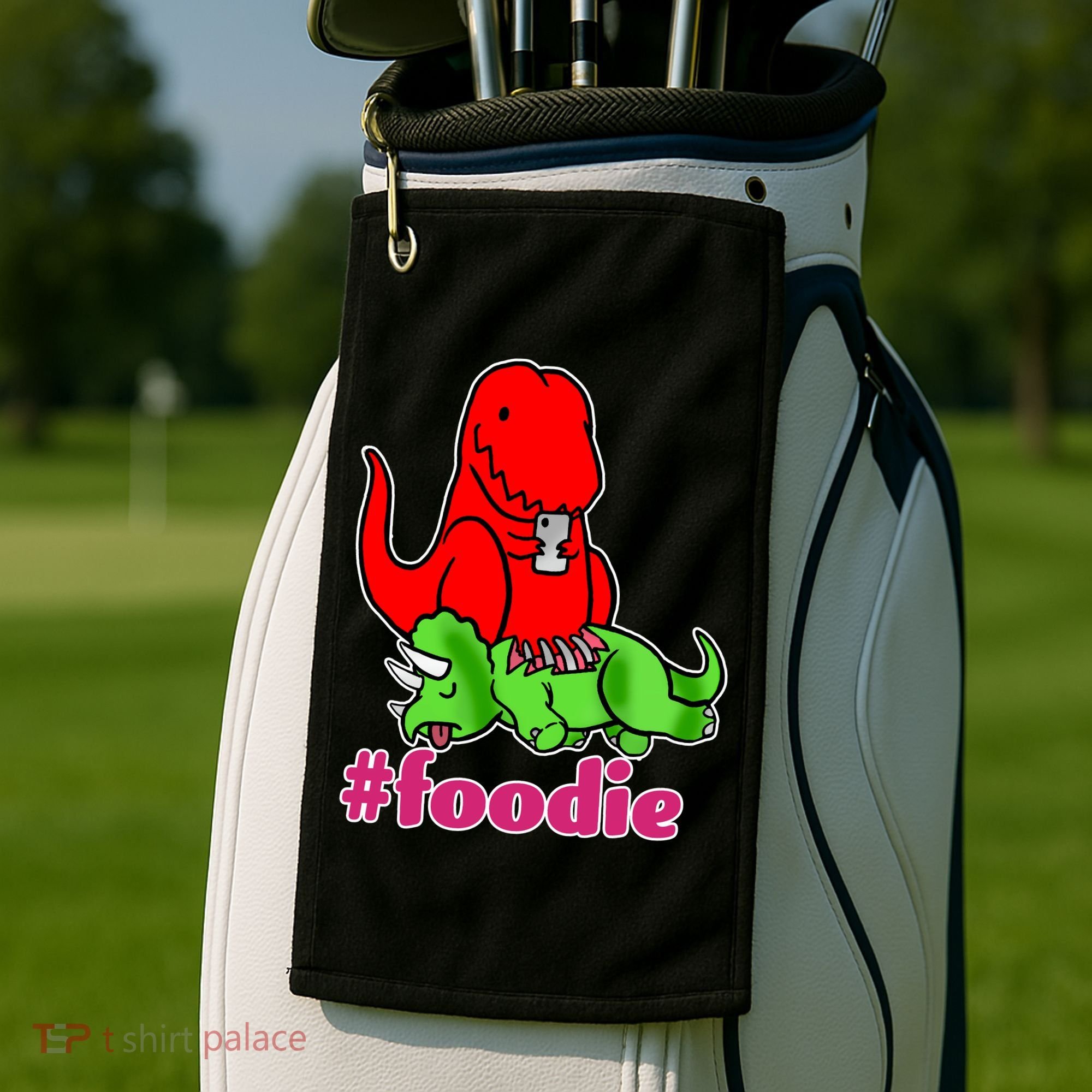 Foodie T-rex Food Selfie Golf Towel