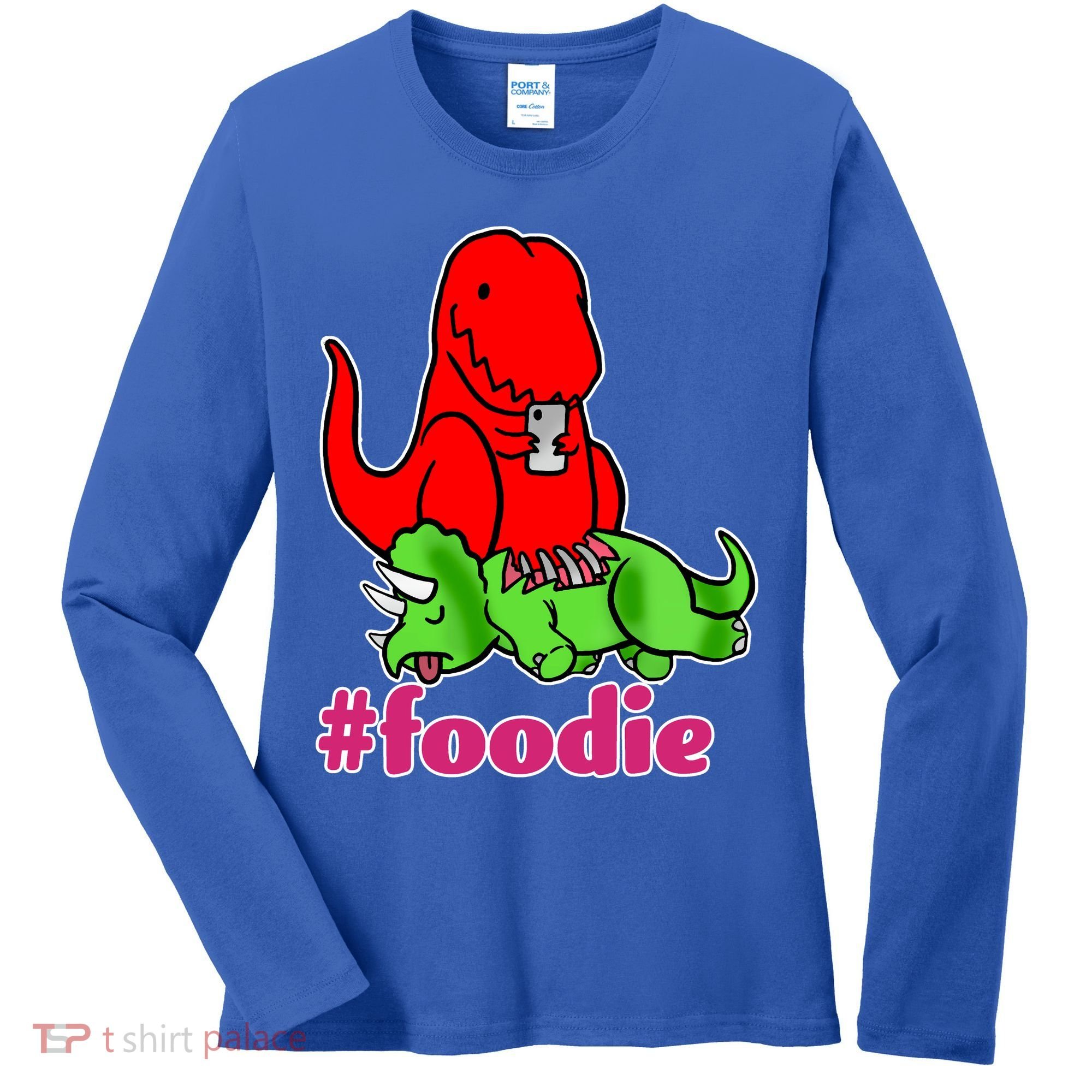 Foodie T-rex Food Selfie Women's Long Sleeve Shirt
