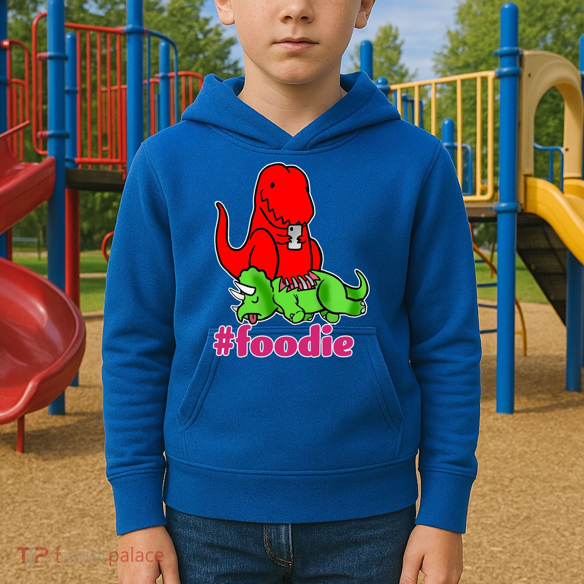 Foodie T-rex Food Selfie Kids Hoodie