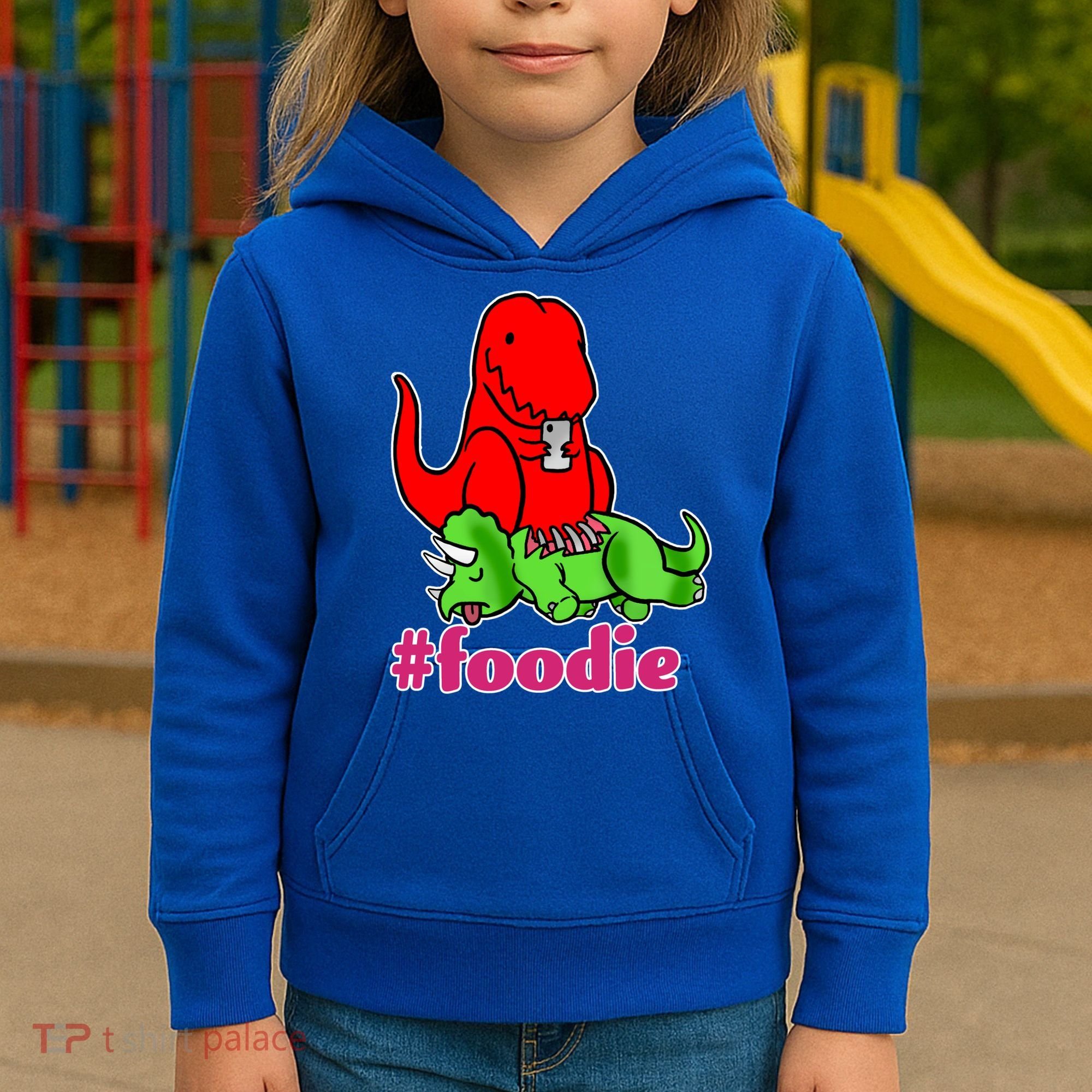 Foodie T-rex Food Selfie Kids Hoodie
