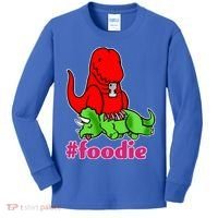 Foodie T-rex Food Selfie Kids Long Sleeve Shirt thumb 0