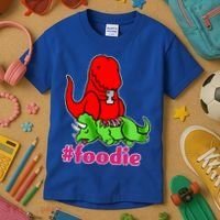 Foodie T-rex Food Selfie Kids T-Shirt thumb 3