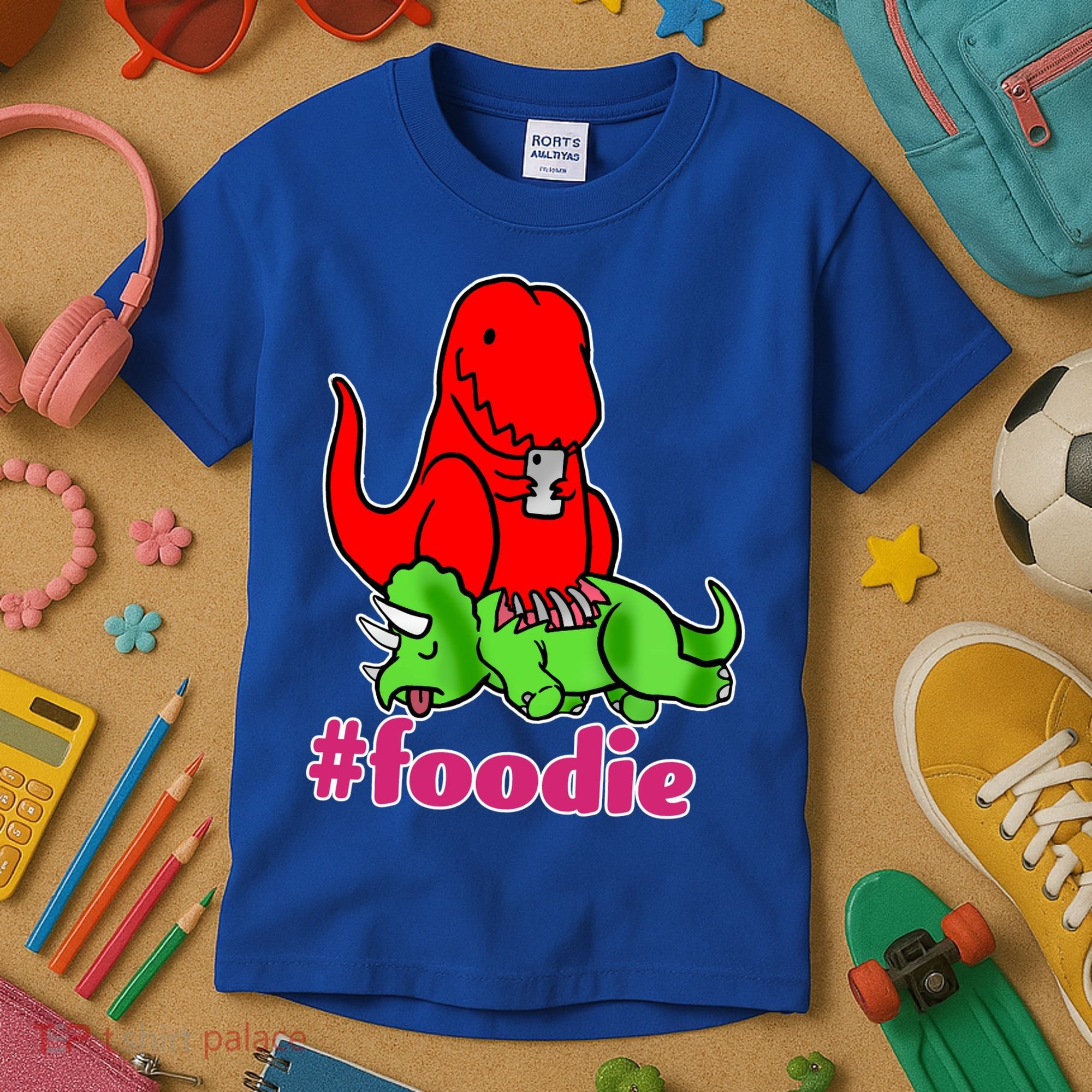 Foodie T-rex Food Selfie Kids T-Shirt