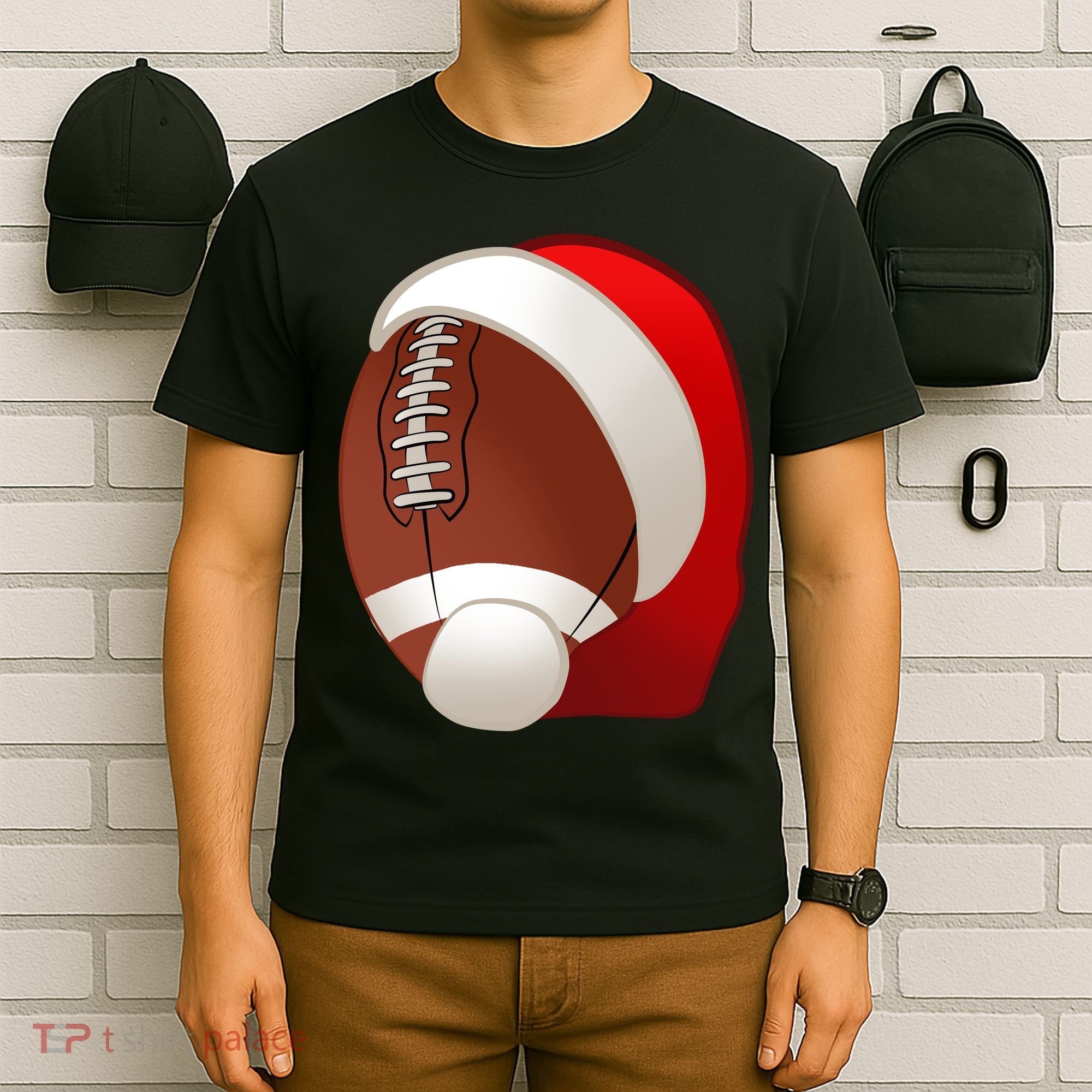 Football Christmas Santa T-Shirt