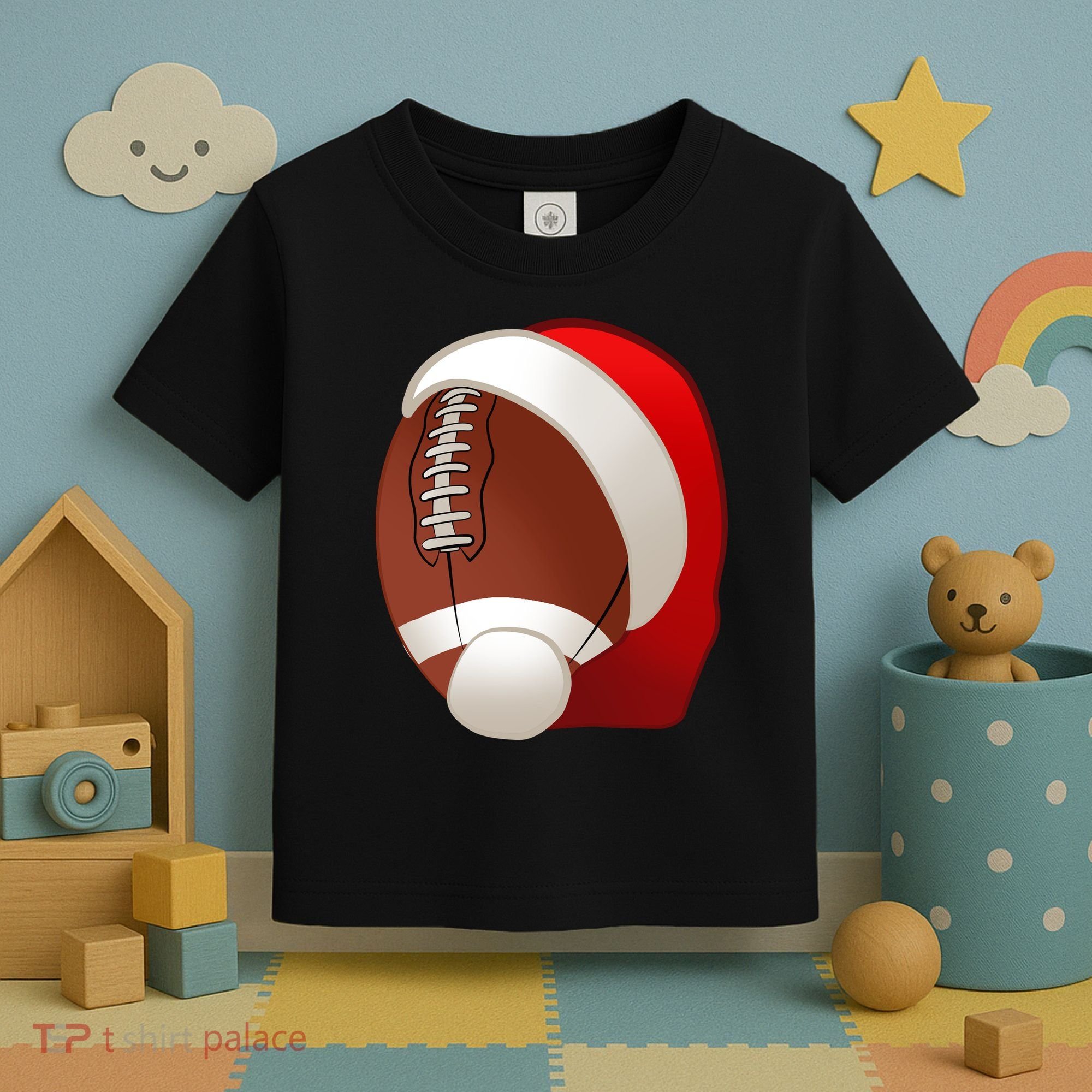 Football Christmas Santa Toddler T-Shirt