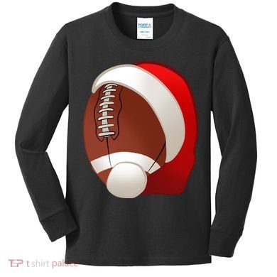 Football Christmas Santa Kids Long Sleeve Shirt