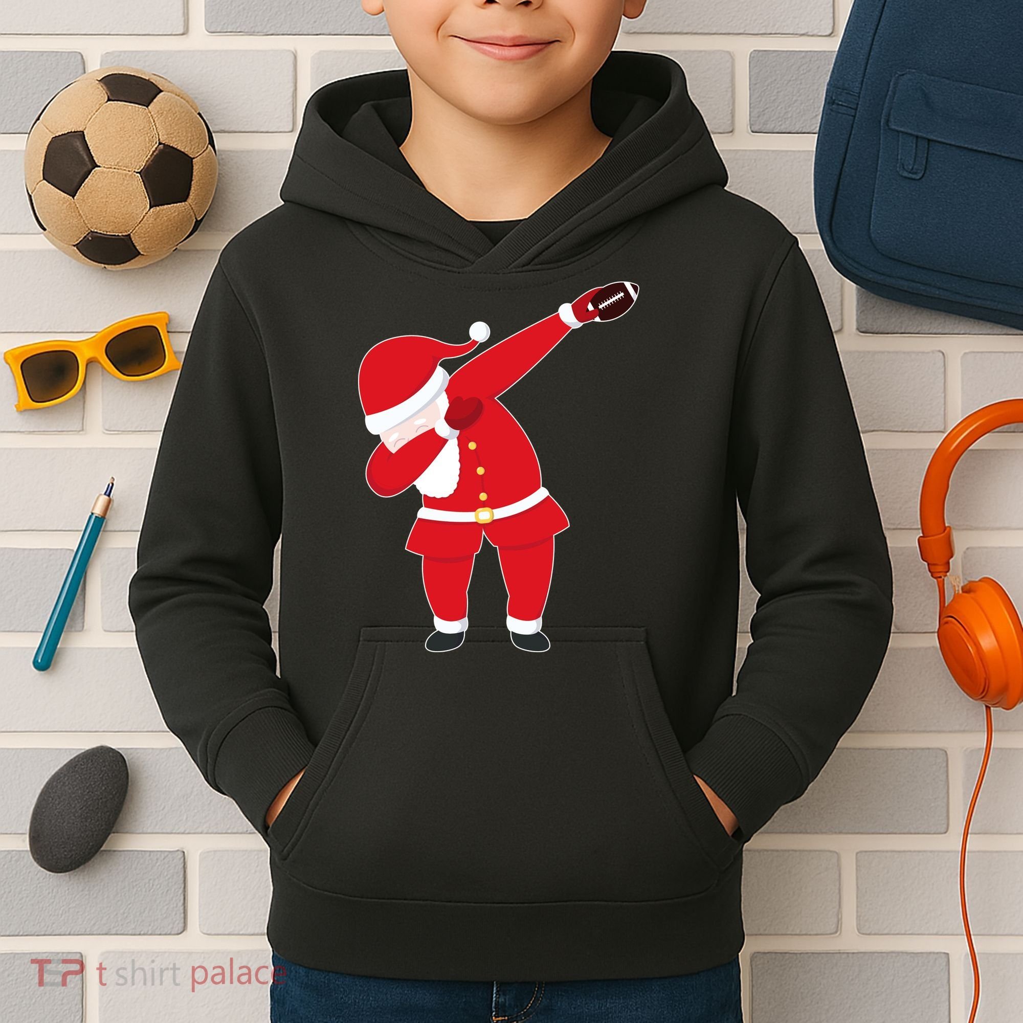 Football Dabbing Santa Kids Hoodie