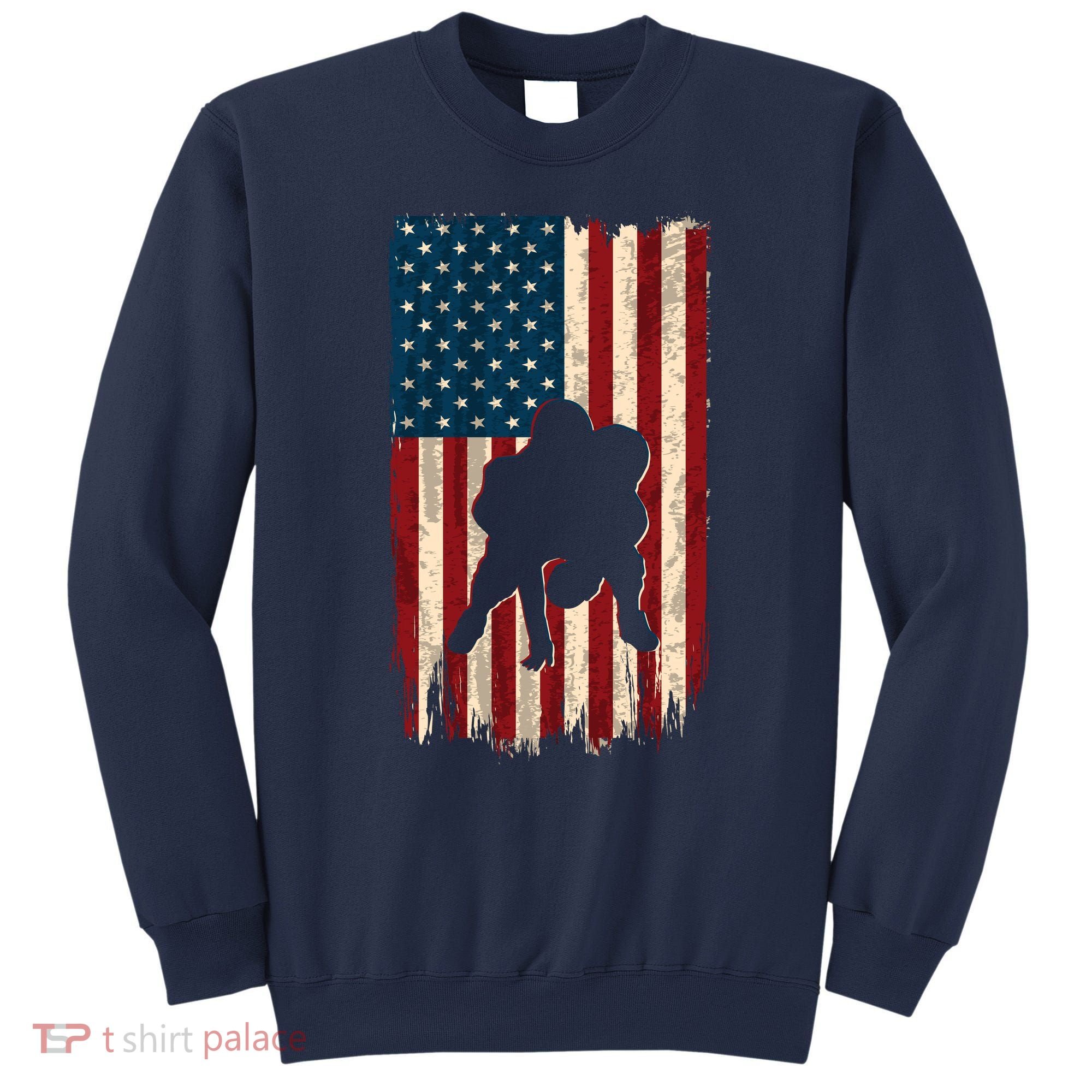 Football Lineman American Flag Sports Fan Sweatshirt