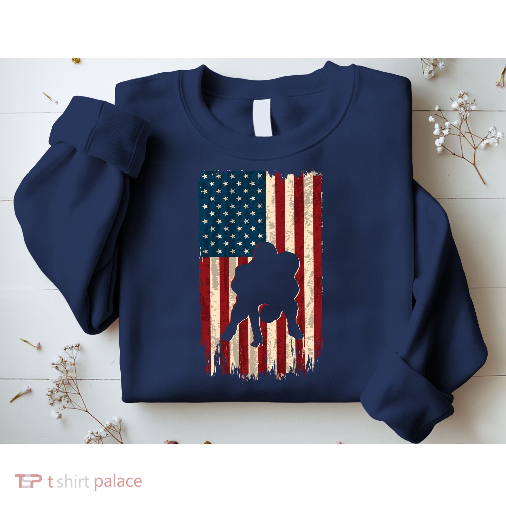 Football Lineman American Flag Sports Fan Sweatshirt