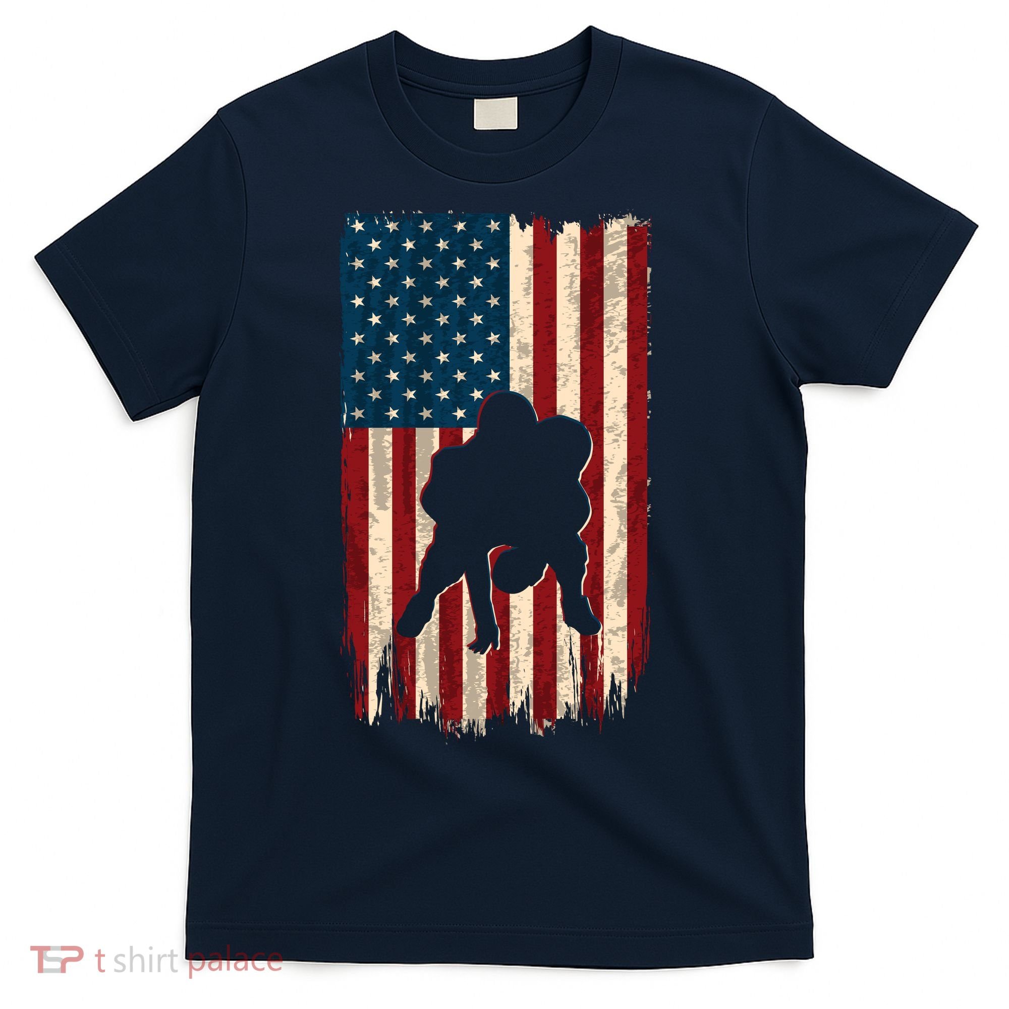 Football Lineman American Flag Sports Fan T-Shirt