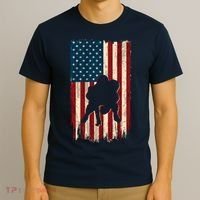 Football Lineman American Flag Sports Fan T-Shirt thumb 3