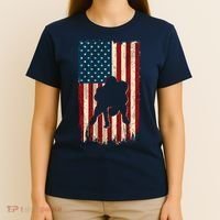 Football Lineman American Flag Sports Fan T-Shirt thumb 4