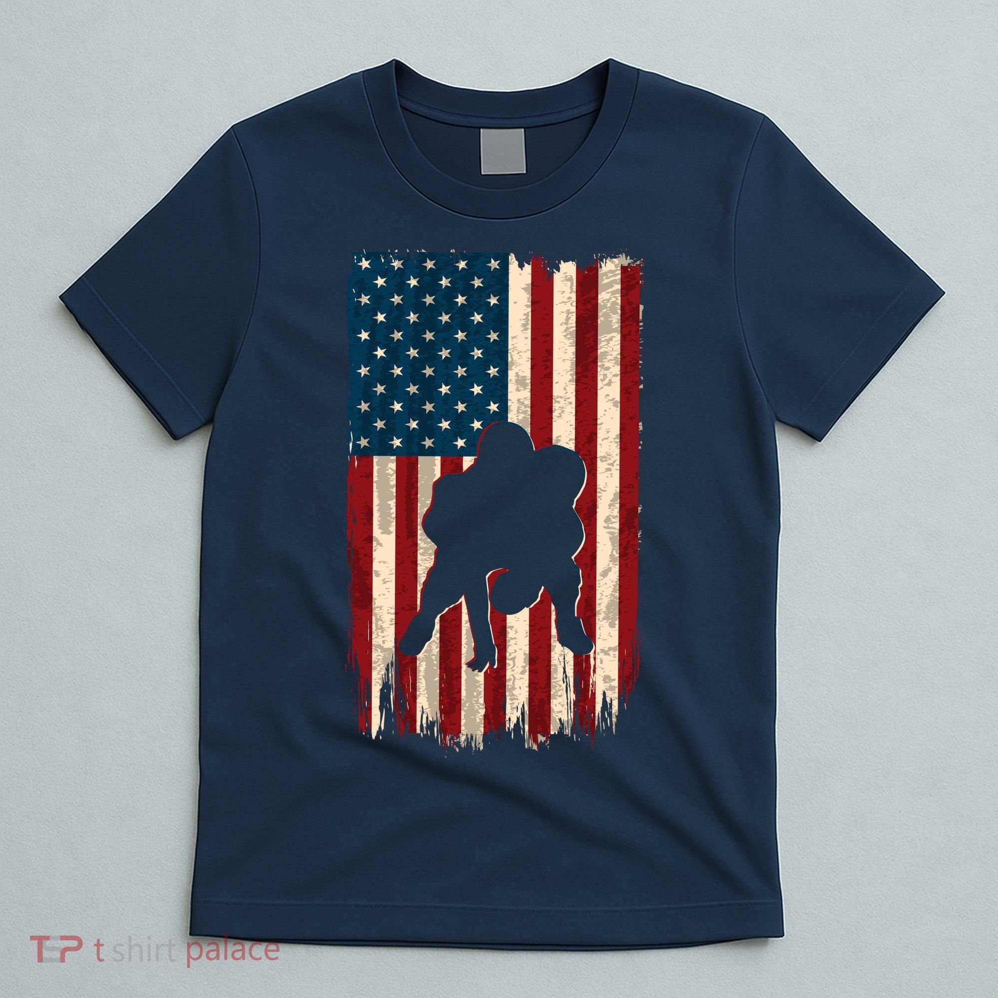 Football Lineman American Flag Sports Fan T-Shirt
