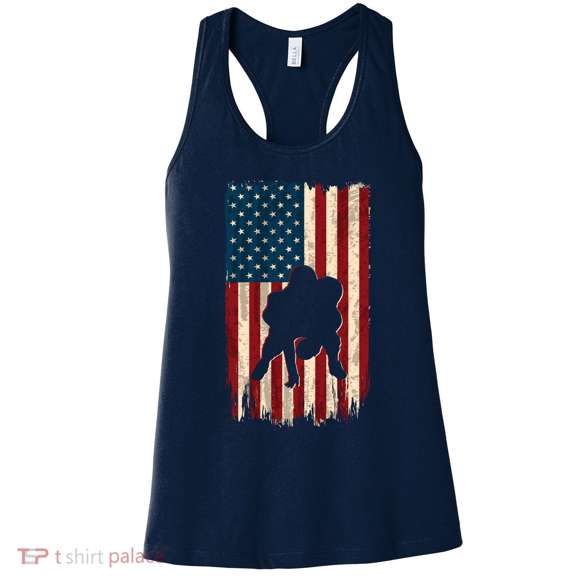 Football Lineman American Flag Sports Fan Women's Tank Top