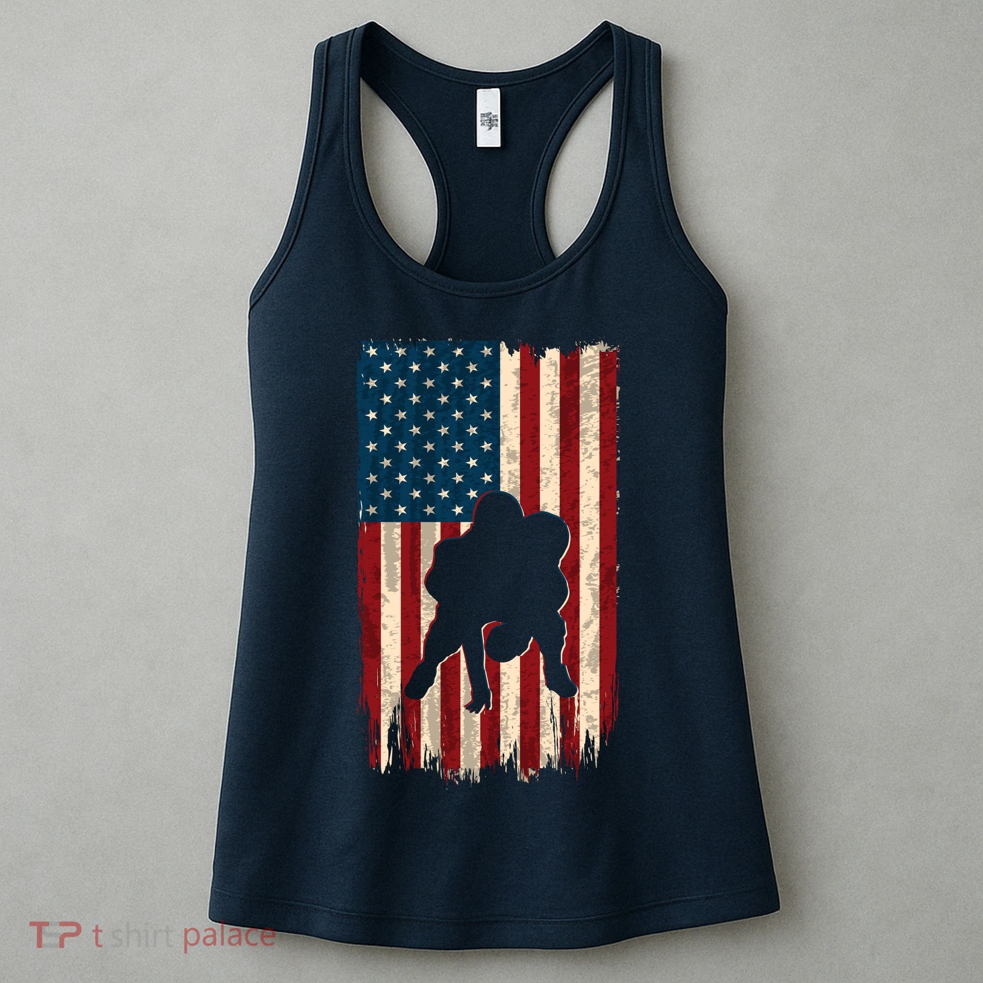 Football Lineman American Flag Sports Fan Women's Tank Top