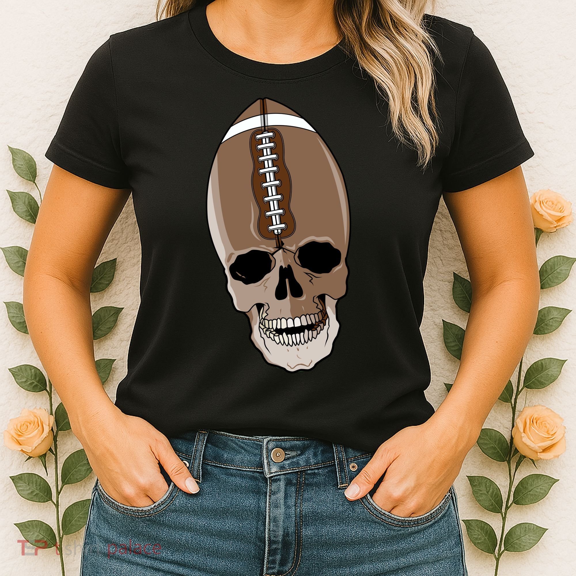 Football Skeleton Skull Women's T-Shirt