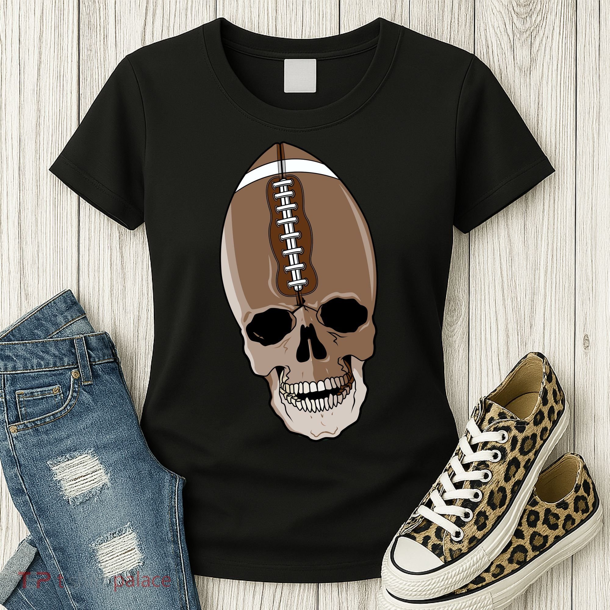 Football Skeleton Skull Women's T-Shirt