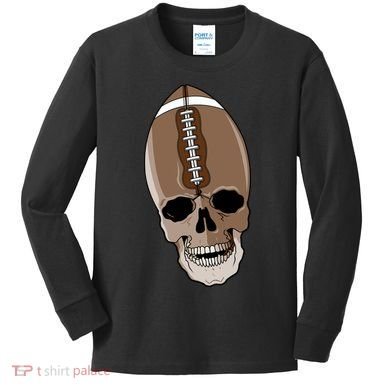 Football Skeleton Skull Kids Long Sleeve Shirt