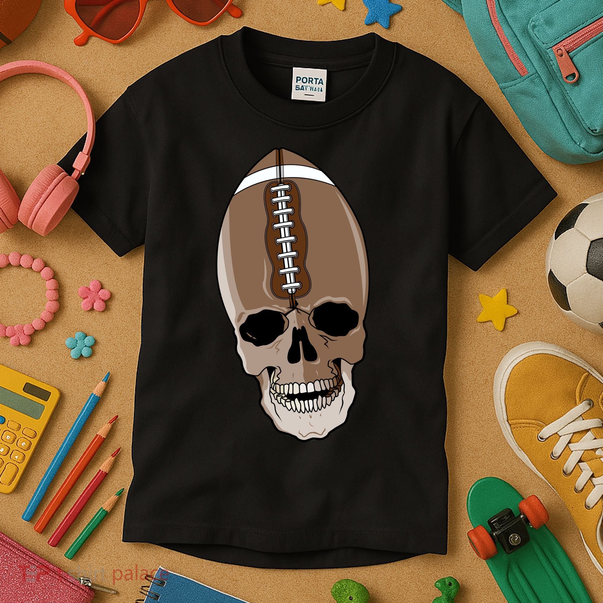 Football Skeleton Skull Kids T-Shirt